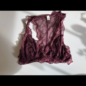 Francescas Maroon and Pink Lace Bralette